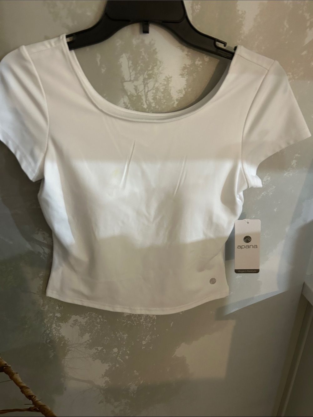 Apana White Short Sleeve Scoop Neck Crop Top